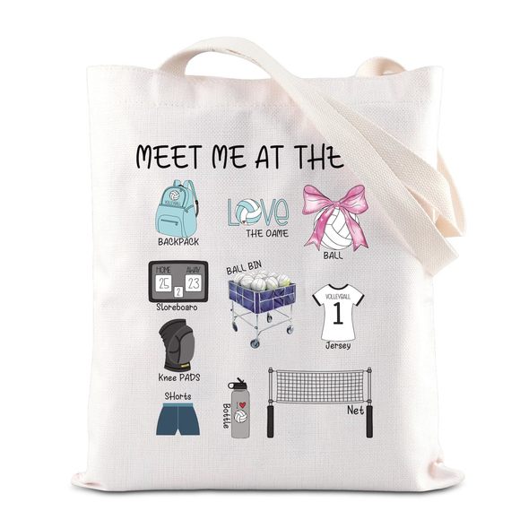 Volleyball Lover Tote Bag Volleyball Player Coach Gift Coquette Bow ^_^ - Picture 1 of 6